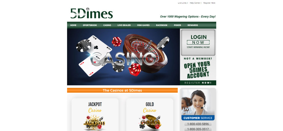 Obtenha o Bónus 5Dimes Casino