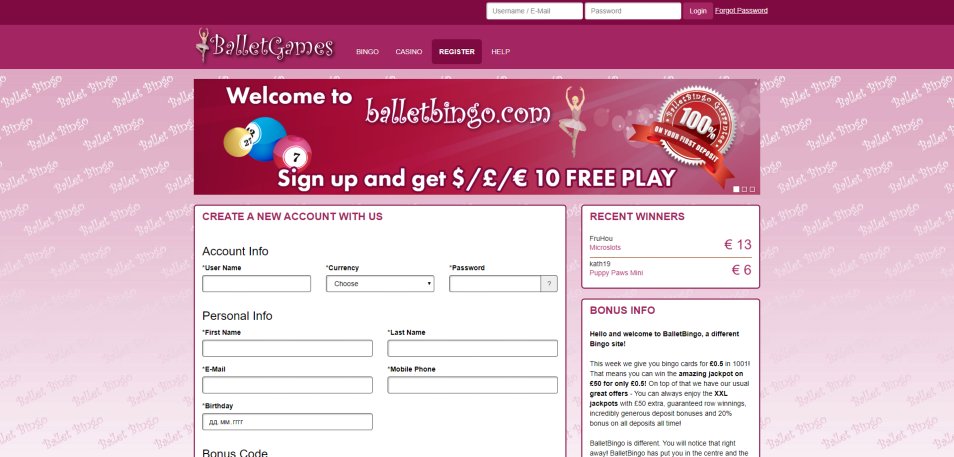 Registe-se no Casino Ballet Bingo