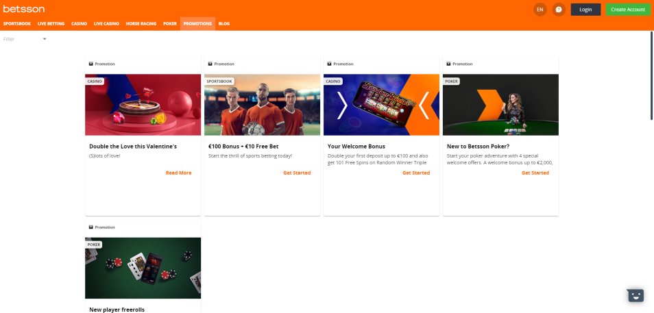 Obtenha o Bónus Betsson Casino