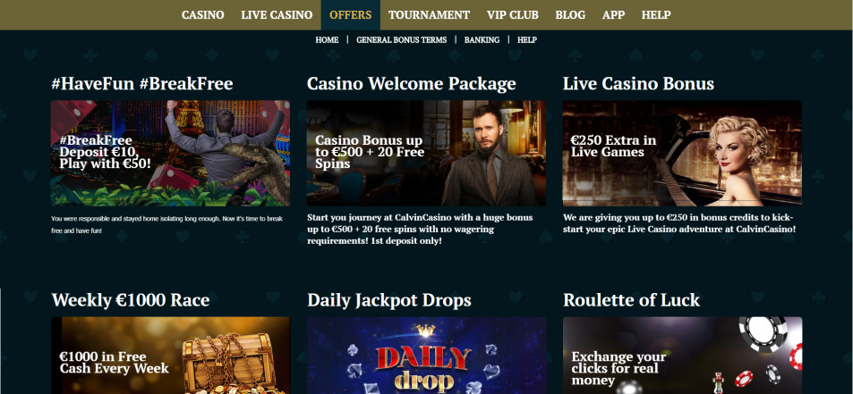 Registe-se no Casino Calvin