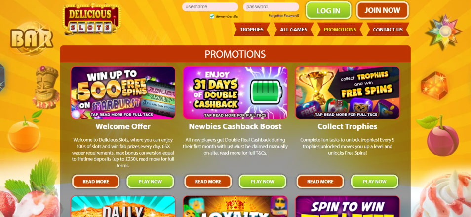 Obtenha o Bónus Delicious Slots Casino