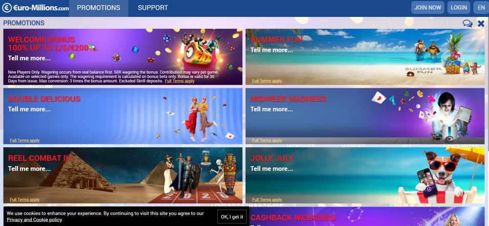 Obtenha o Bónus Euro-Millions Casino
