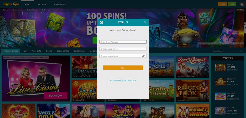 Registe-se no Casino ExtraSpel