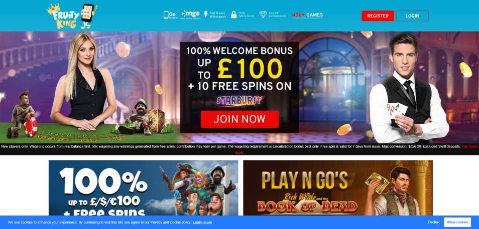 Obtenha o Bónus Fruity King Casino