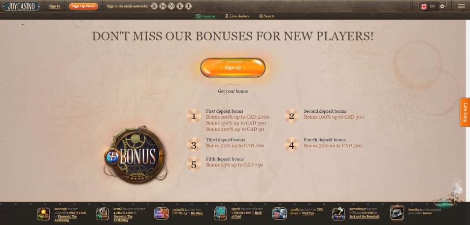 Obtenha o Bónus JoyCasino