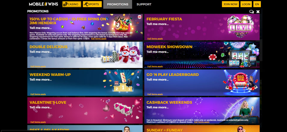 Registe-se no Casino Mobile Wins
