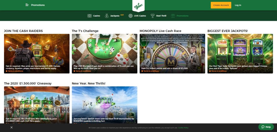 Obtenha o Bónus Mr Green Casino