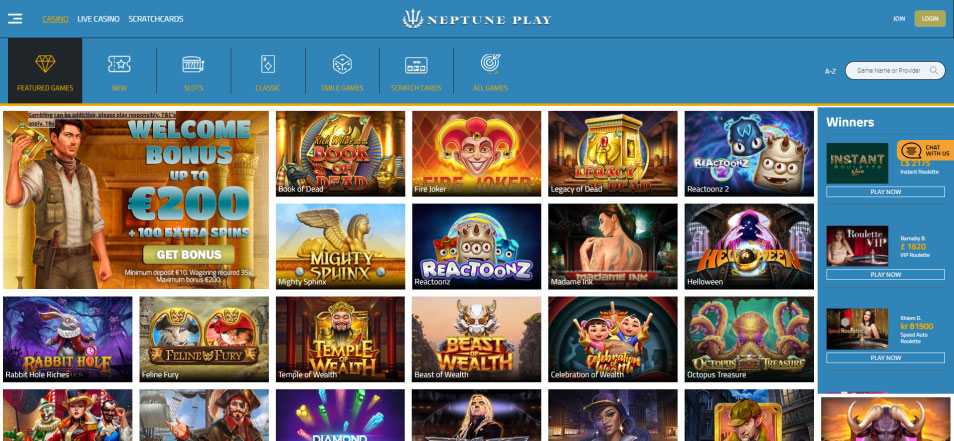Obtenha o Bónus Neptune Play Casino