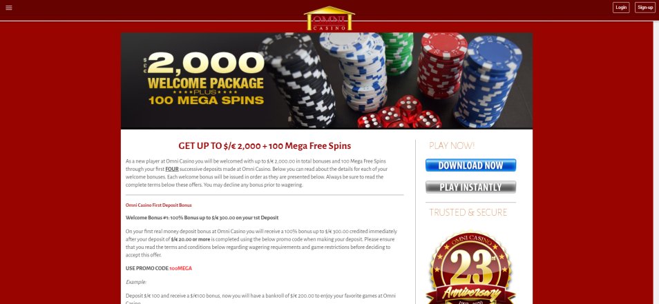 Obtenha o Bónus Omni Casino