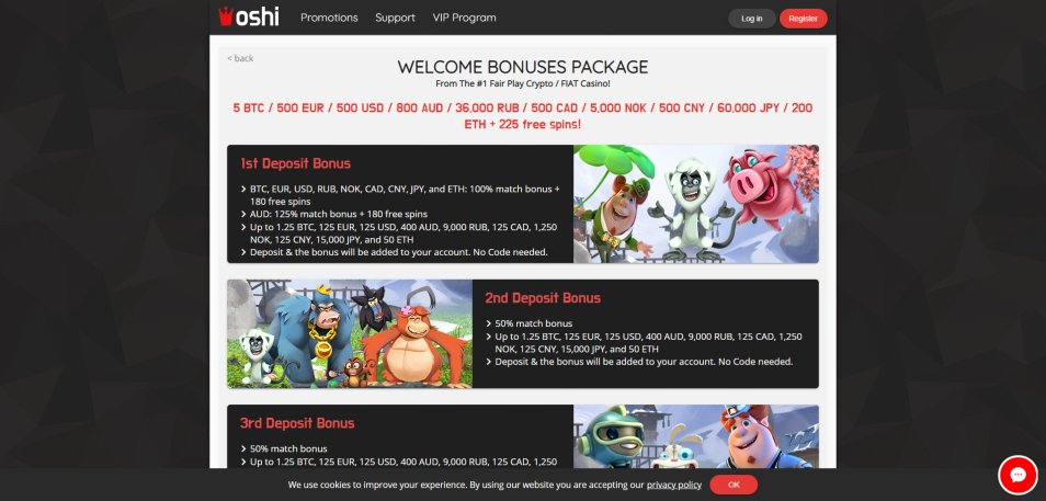 Obtenha o Bónus Oshi Casino