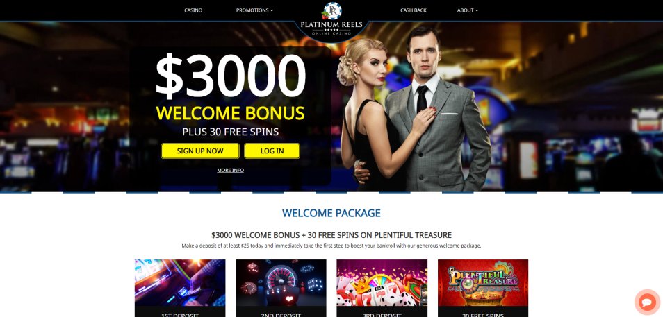 Obtenha o Bónus Platinum Reels Casino