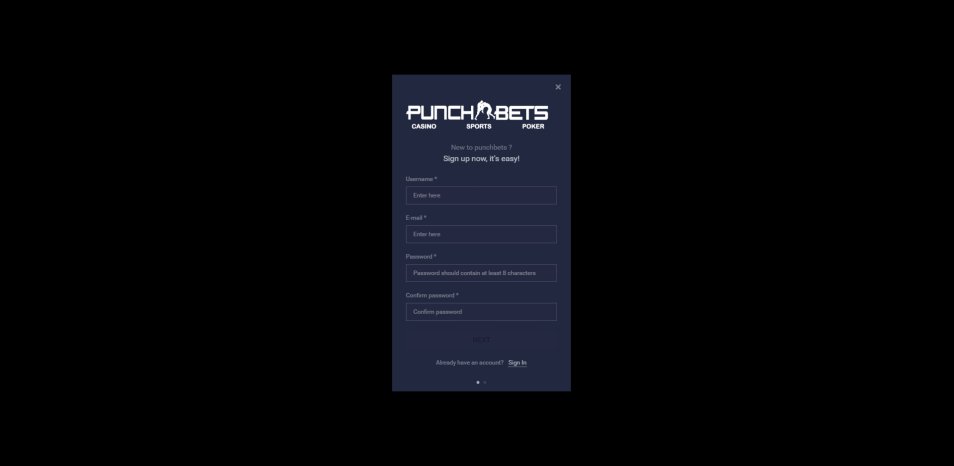 Registe-se no Casino PunchBets
