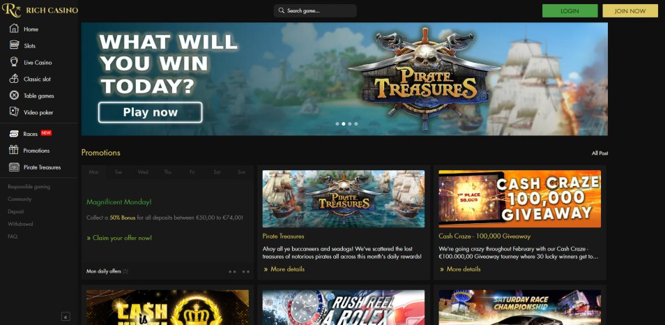 Obtenha o Bónus Rich Casino