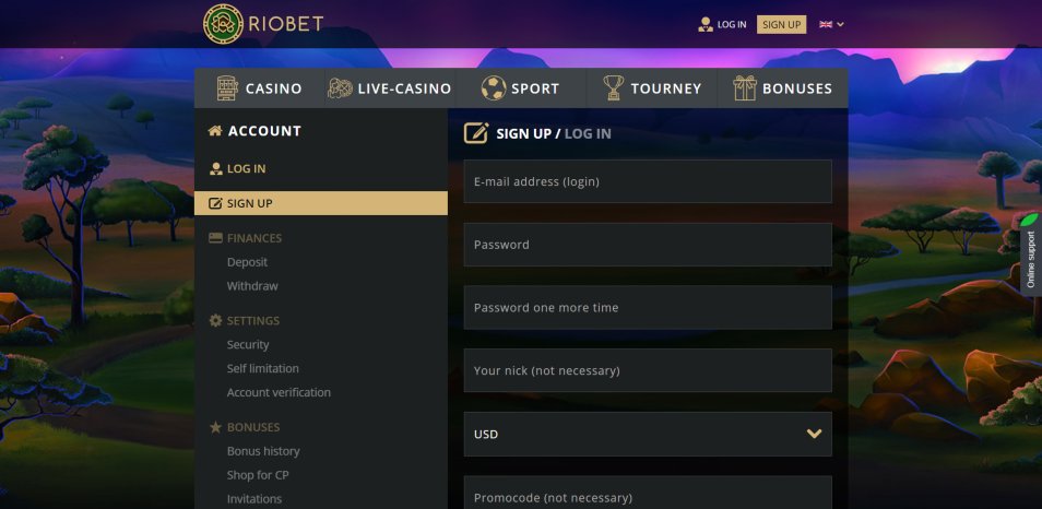 Registe-se no Casino RioBet