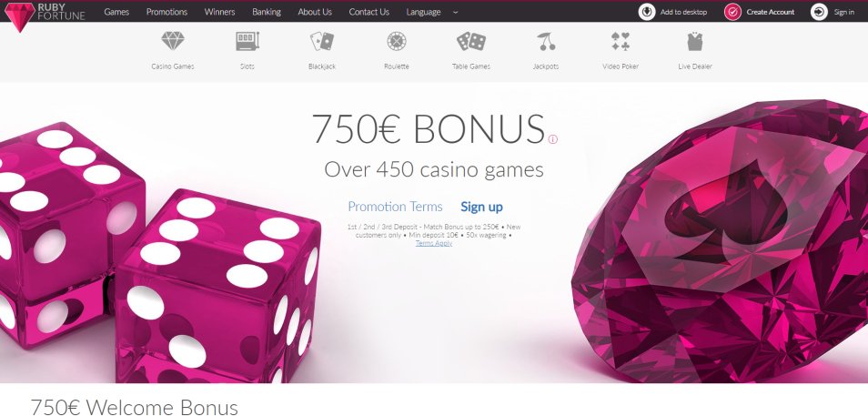 Obtenha o Bónus Ruby Fortune Casino