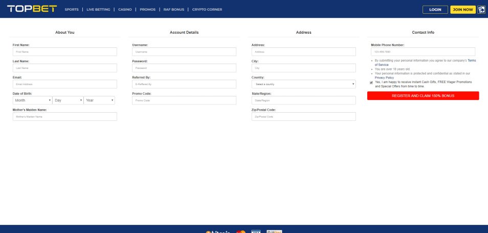 Registe-se no Casino Topbet