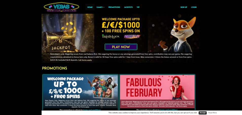 Obtenha o Bónus Vegas Mobile Casino