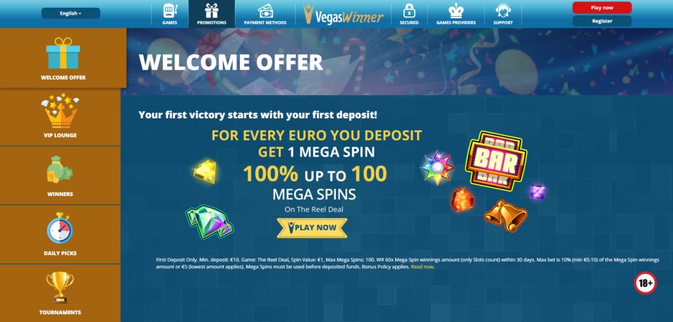 Obtenha o Bónus Vegas Winner Casino