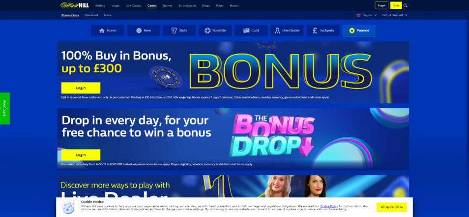 Obtenha o Bónus William Hill Casino