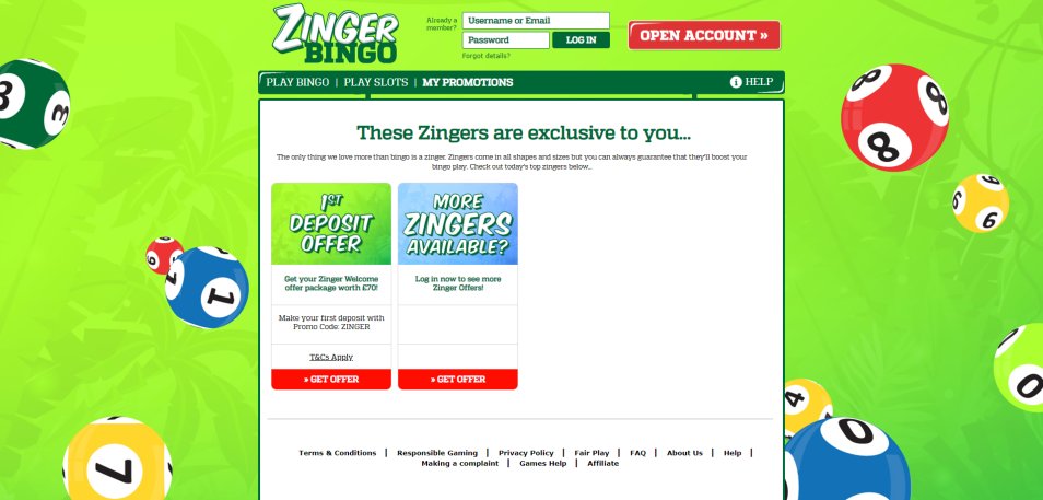 Obtenha o Bónus Zinger Bingo Casino