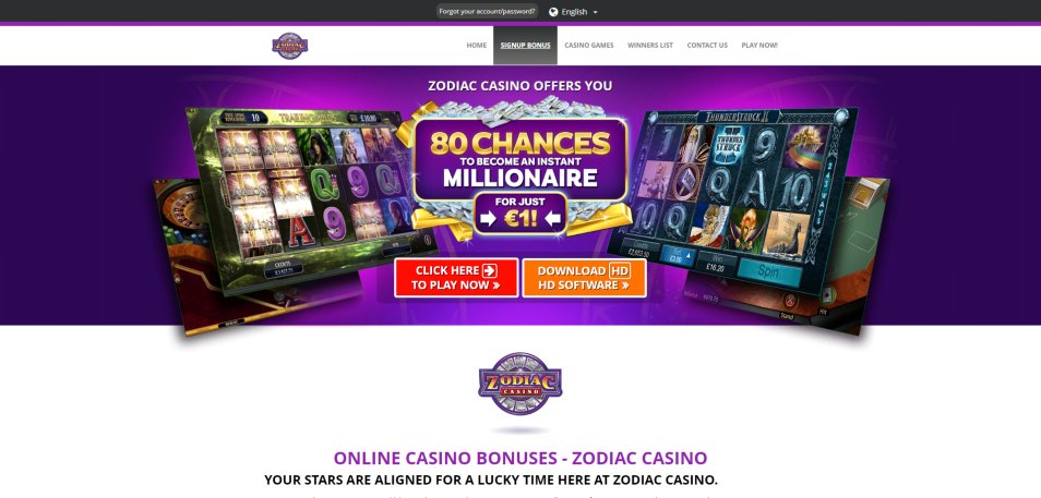 Obtenha o Bónus Zodiac Casino